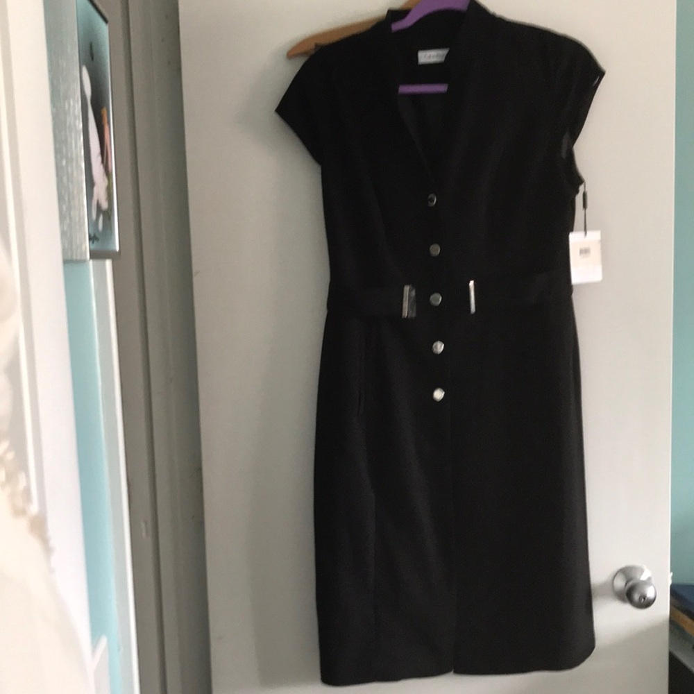 Calvin Klein black cap sleeve dress size 10 NWT
